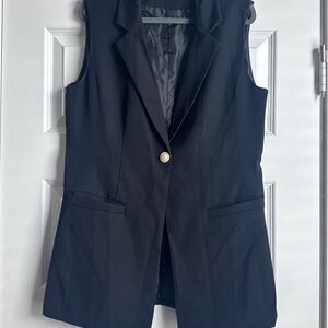 Sleeveless Black Tailored Blazer Vest